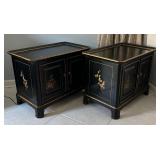 Pair of Vintage Chinese Ebonized Side Tables / Night Stands