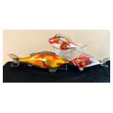 Three Decorative Art Glass Fish Figurines