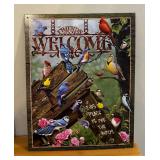 Decorative Beach Scene Print and Metal Welcome Sign