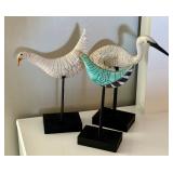 Set of Three Contemporary Ceramic Bird Figurines by JoAnne Bedient