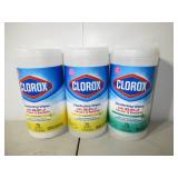 Set of 3 Clorox Disinfecting Wipes Bleach Free Cleaning Wipes-75ct-2 Lemon/ 1 Fresh Scent