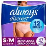 Always Discreet Adult Postpartum Incontinence Underwear for Women - Maximum Protection-S/M-42ct