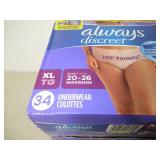 Always Discreet Adult Postpartum Incontinence Underwear for Women - Maximum Protection-XL-34ct