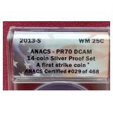 2013-S Silver White Mountain Quarter - ANACS PR70 DCAM