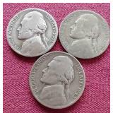 (3) Silver War Nickels