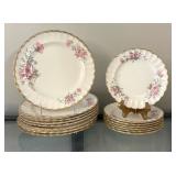 American Limoges Wild Rose 22k Gold Accented China Grouping