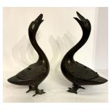 Pair of Antique Duck Figurine Incense Burners