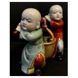 Pair of Vintage Chinese Famille Rose Style Chinoiserie Porcelain Figurines