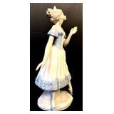 Lladro Style Vintage Castille Porcelain Ballerina White & Blue Dress and Blue Ballerina Shoes Figurine