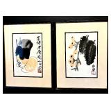 Lovely Pair of Asian Color Water Framed Pictures