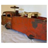 Antique Marx Toy Ride On Pressed Steel Toy Fire Truck