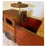 Antique Marx Toy Ride On Pressed Steel Toy Fire Truck