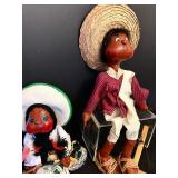 Large Lot of Vintage Handmade and Hand Painted Mexican Dolls / Puppets Paper Mache