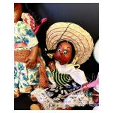 Large Lot of Vintage Handmade and Hand Painted Mexican Dolls / Puppets Paper Mache