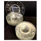 Eighteen Vintage Elegant Clear Glass Dinner Plates