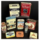 Variety Vintage Tins including Vintage Tobacco Tins and Lemouge Cigar Box