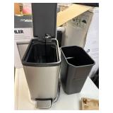 2 New Kohler 6L Mini Step Trash Cans - Stainless Steel - 1 of them Damaged See Pictures