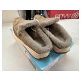 New Womens Baretraps Gemma Spring / Winter Faux Fur Lined Shoes / Mules / Slippers Size 10 Taupe