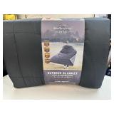 New Vintage Weatherproof Blanket - Wearable with Removable Hood if want to use as jacket - 54" x 72" Black & Grey