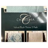 New 2 Pack of Charisma Velvet Plush Throw Blankets Both 60" x 72"