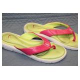 Nike Comfort Thong Sandals in Green and Pink - Size Unknown