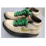 Pair of Used Nike Dunk High Sneakers with Unique Design