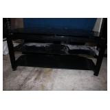 Black Glass Coffee Table with Two Shelves