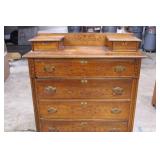 Antique Wooden Chest of Drawers with Floral Inlay