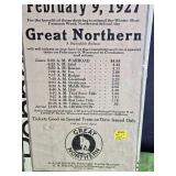 Collection of 2 Vintage Train Fare Posters from Great Northern Railway (1927 & 1929)