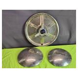 Lot of 3 Vintage Hubcaps - Mustang, De Soto, Plymouth