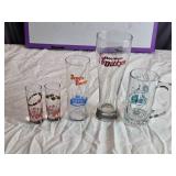 Collection of 5 Vintage Drinking Glasses - Shot Glasses and Beer Mug