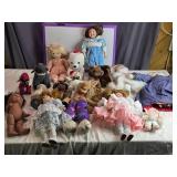 Large Collection of Vintage Dolls and Stuffed Animals