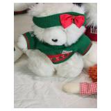 Set of 3 Plush Holiday Bears and Vintage Rag Doll