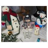 Collection of Christmas Decorations including Santa Figurines, Lights, and Holiday DÃ©cor