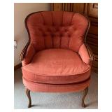 Neat Vintage Salmon Tufted Armchair in Nice Condition - 21" Seating Width