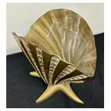 Beautiful Mid Century Brass Clam Shell Literature Stand