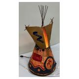 Vintage Schmidt Beer Teepee Table Lamp / Vintage Schmidt Beer Advertising Burlap over Wire Teepee Light Up Lamp