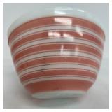 Vintage Pyrex Solid Pink and Pink Rainbow Stripe Mixing Bowls - Set of Three