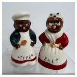 Vintage Black Americana Ceramic Salt and Pepper Shaker Set