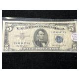 1953 US BLUE SEAL $5 SILVER CERTIFICATE