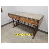 Burlwood Grain Renaissance Revival Sideboard Table