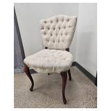 Linen Tufted French Accent Chair