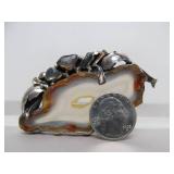 Beautiful Sliced Agate Pearl & Gemstone Brooch