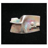 Excellent Sculptural Modernist Copper & Pearl Brooch