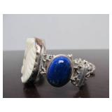 Signed Sterling Silver Lapis & Carved Bone Horsehead Bracelet