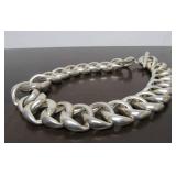 Large Classic Vintage Sterling Silver Link Choker Necklace