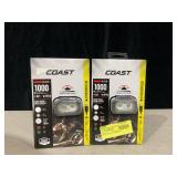 LOT OF 2 COAST RL27R Rechargeable Plus Rear Loading 1000 Lumens Tri-Color LED Headlamps