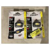 LOT OF 2 Coast Rl12r Rechargeable Headlamps