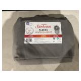 Sunbeam Twin Blanket Grey Fleece, 12 Heat Settings, 12-Hour Auto Shut-Off, Electric Heated Blanket with Controller, 84" x 62"