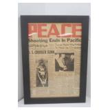 WWII memorabilia framed newspaper